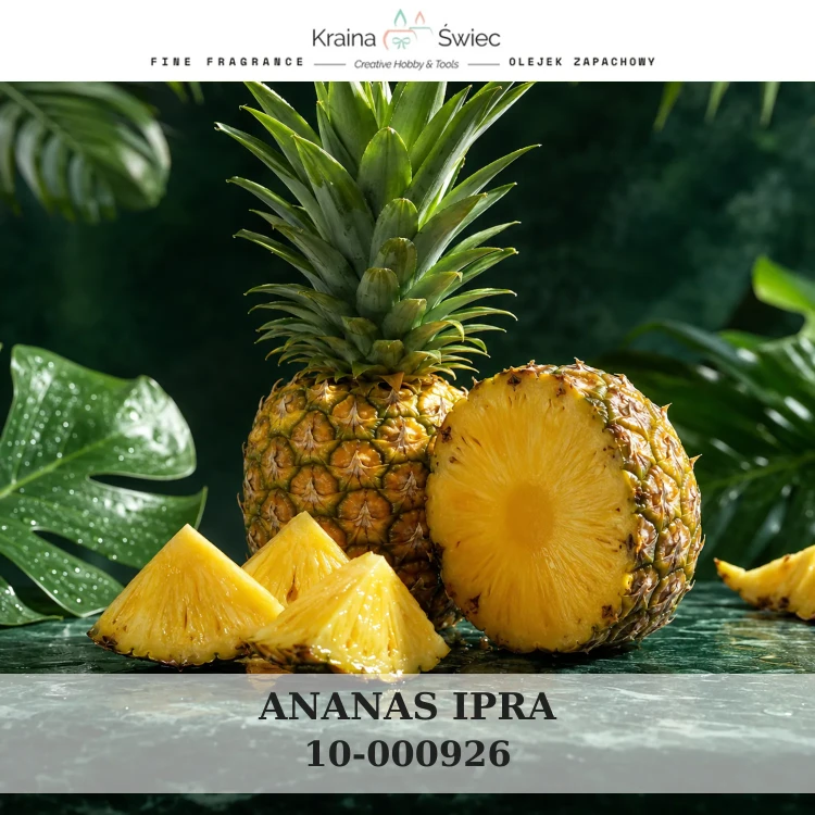 ANANAS IPRA — olejek zapachowy do świec sojowych, parafinowych, wosków i tart zapachowych. Kraina Świec: dokumentacja CLP, IFRA, SDS. Surowce DIY dla profesjonalistów.