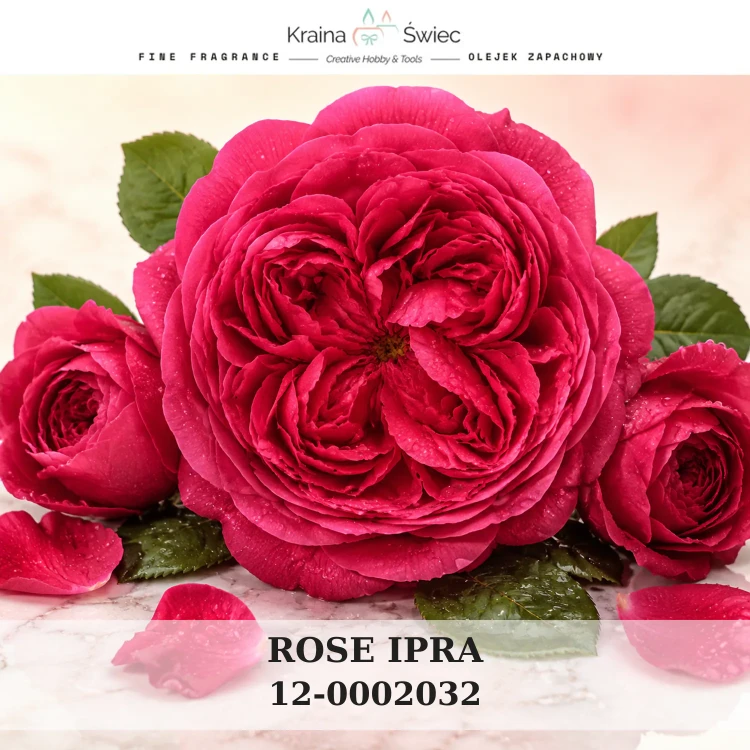 ROSE IPRA — olejek zapachowy do świec sojowych, parafinowych, wosków i tart zapachowych. Kraina Świec: dokumentacja CLP, IFRA, SDS. Surowce DIY dla profesjonalistów.