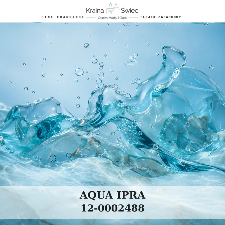 AQUA IPRA — olejek zapachowy do świec sojowych, parafinowych, wosków i tart zapachowych. Kraina Świec: dokumentacja CLP, IFRA, SDS. Surowce DIY dla profesjonalistów.
