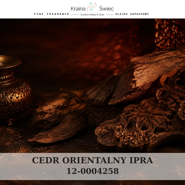 DRZEWO CEDROWE ORIENTALNE IPRA — olejek zapachowy do świec sojowych, parafinowych, wosków i tart zapachowych. Kraina Świec: dokumentacja CLP, IFRA, SDS. Surowce DIY dla profesjonalistów.
