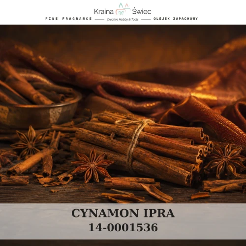 CYNAMON IPRA — olejek zapachowy do świec sojowych, parafinowych, wosków i tart zapachowych. Kraina Świec: dokumentacja CLP, IFRA, SDS. Surowce DIY dla profesjonalistów.