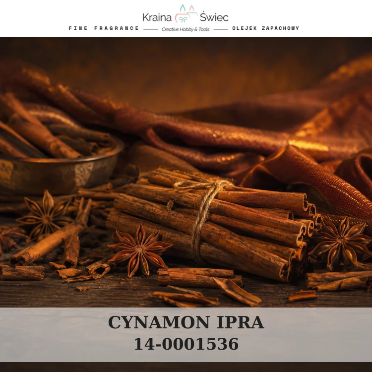 CYNAMON IPRA — olejek zapachowy do świec sojowych, parafinowych, wosków i tart zapachowych. Kraina Świec: dokumentacja CLP, IFRA, SDS. Surowce DIY dla profesjonalistów.