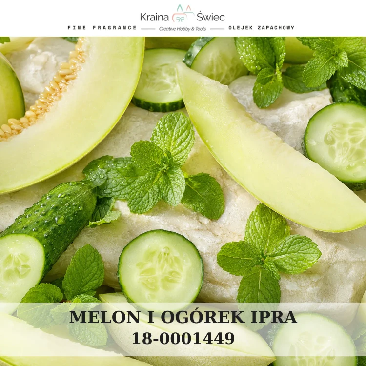 MELON I OGÓREK IPRA — olejek zapachowy do świec sojowych, parafinowych, wosków i tart zapachowych. Kraina Świec: dokumentacja CLP, IFRA, SDS. Surowce DIY dla profesjonalistów.