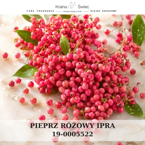 PIEPRZ RÓŻOWY IPRA — olejek zapachowy do świec sojowych, parafinowych, wosków i tart zapachowych. Kraina Świec: dokumentacja CLP, IFRA, SDS. Surowce DIY dla profesjonalistów.