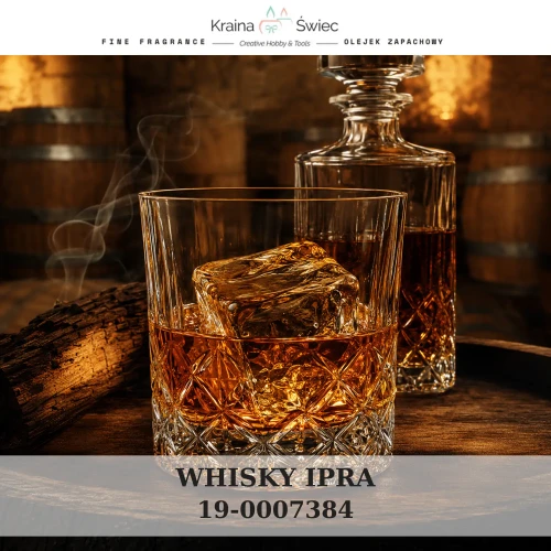 WHISKY IPRA — olejek zapachowy do świec sojowych, parafinowych, wosków i tart zapachowych. Kraina Świec: dokumentacja CLP, IFRA, SDS. Surowce DIY dla profesjonalistów.