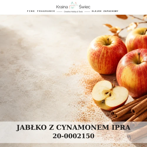 JABŁKO Z CYNAMONEM IPRA — olejek zapachowy do świec sojowych, parafinowych, wosków i tart zapachowych. Kraina Świec: dokumentacja CLP, IFRA, SDS. Surowce DIY dla profesjonalistów.