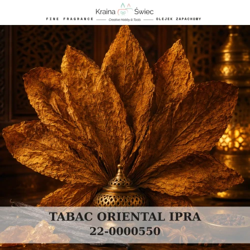 TABAC ORIENTAL IPRA — olejek zapachowy do świec sojowych, parafinowych, wosków i tart zapachowych. Kraina Świec: dokumentacja CLP, IFRA, SDS. Surowce DIY dla profesjonalistów.