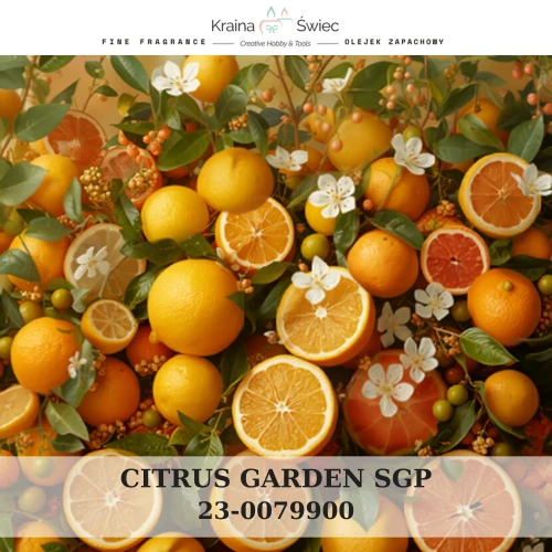 CITRUS GARDEN SGP — olejek zapachowy do świec, dyfuzorów, mydeł i kosmetyków. Kraina Świec: dokumentacja CLP, IFRA, SDS. Surowce DIY dla profesjonalistów.