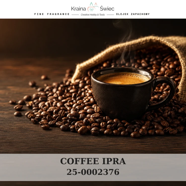 COFFEE IPRA — olejek zapachowy do świec sojowych, parafinowych, wosków i tart zapachowych. Kraina Świec: dokumentacja CLP, IFRA, SDS. Surowce DIY dla profesjonalistów.