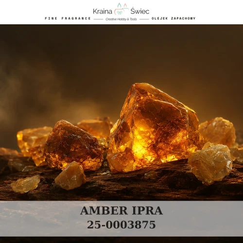 AMBER IPRA — olejek zapachowy do świec sojowych, parafinowych, wosków i tart zapachowych. Kraina Świec: dokumentacja CLP, IFRA, SDS. Surowce DIY dla profesjonalistów.