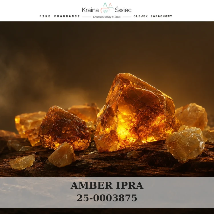 AMBER IPRA — olejek zapachowy do świec sojowych, parafinowych, wosków i tart zapachowych. Kraina Świec: dokumentacja CLP, IFRA, SDS. Surowce DIY dla profesjonalistów.