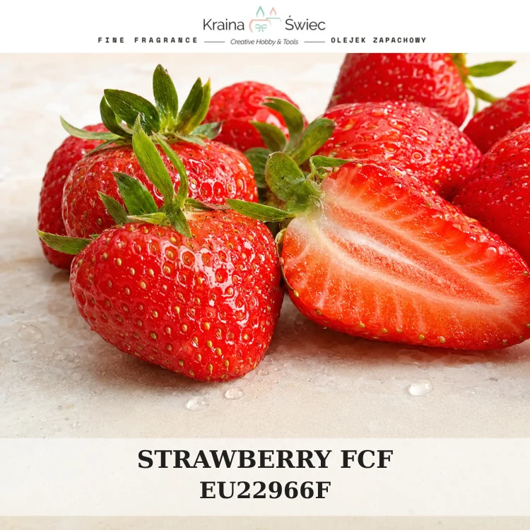STRAWBERRY FCF — olejek zapachowy do świec, dyfuzorów, mydeł i kosmetyków. Kraina Świec: dokumentacja CLP, IFRA, SDS. Surowce DIY dla profesjonalistów.