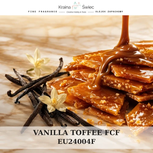 VANILLA TOFFEE FCF — olejek zapachowy do świec, dyfuzorów, mydeł i kosmetyków. Kraina Świec: dokumentacja CLP, IFRA, SDS. Surowce DIY dla profesjonalistów.