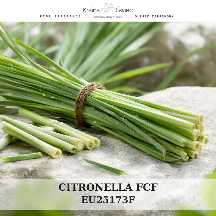 CITRONELLA FCF — olejek zapachowy do świec, dyfuzorów, mydeł i kosmetyków. Kraina Świec: dokumentacja CLP, IFRA, SDS. Surowce DIY dla profesjonalistów.