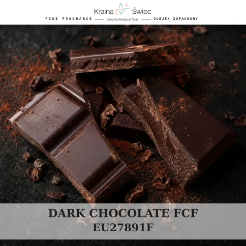 DARK CHOCOLATE FCF — olejek zapachowy do świec, dyfuzorów, mydeł i kosmetyków. Kraina Świec: dokumentacja CLP, IFRA, SDS. Surowce DIY dla profesjonalistów.