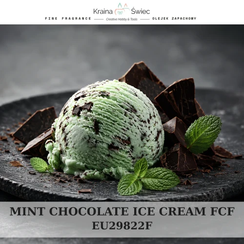 MINT CHOCOLATE ICE CREAM FCF — olejek zapachowy do świec, dyfuzorów, mydeł i kosmetyków. Kraina Świec: dokumentacja CLP, IFRA, SDS. Surowce DIY dla profesjonalistów.