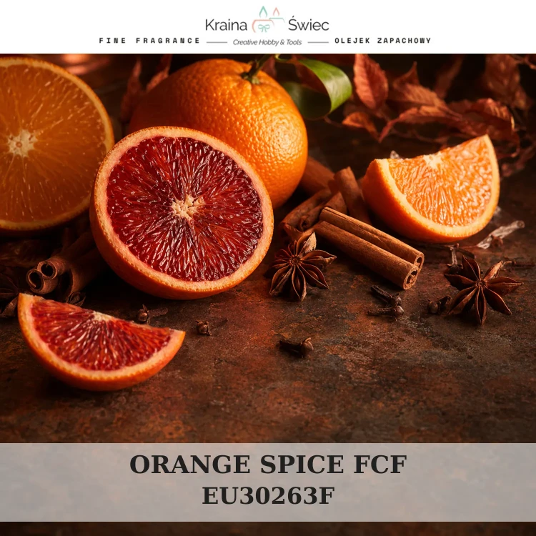 ORANGE SPICE FCF — olejek zapachowy do świec, dyfuzorów, mydeł i kosmetyków. Kraina Świec: dokumentacja CLP, IFRA, SDS. Surowce DIY dla profesjonalistów.