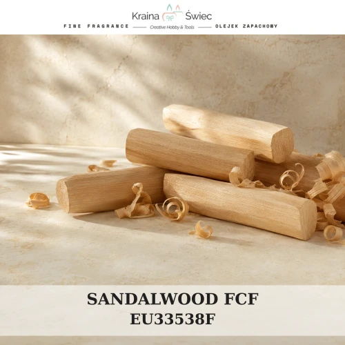 SANDALWOOD FCF — olejek zapachowy do świec, dyfuzorów, mydeł i kosmetyków. Kraina Świec: dokumentacja CLP, IFRA, SDS. Surowce DIY dla profesjonalistów.