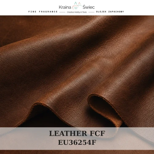 LEATHER FCF — olejek zapachowy do świec, dyfuzorów, mydeł i kosmetyków. Kraina Świec: dokumentacja CLP, IFRA, SDS. Surowce DIY dla profesjonalistów.