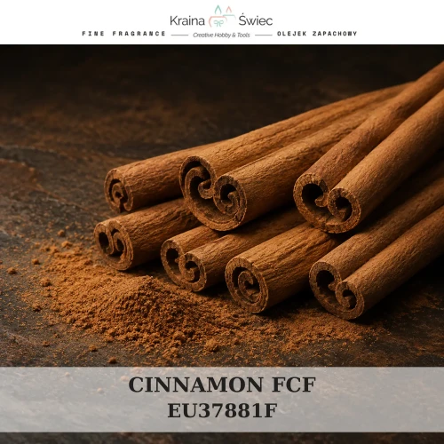 CINNAMON FCF — olejek zapachowy do świec, dyfuzorów, mydeł i kosmetyków. Kraina Świec: dokumentacja CLP, IFRA, SDS. Surowce DIY dla profesjonalistów.