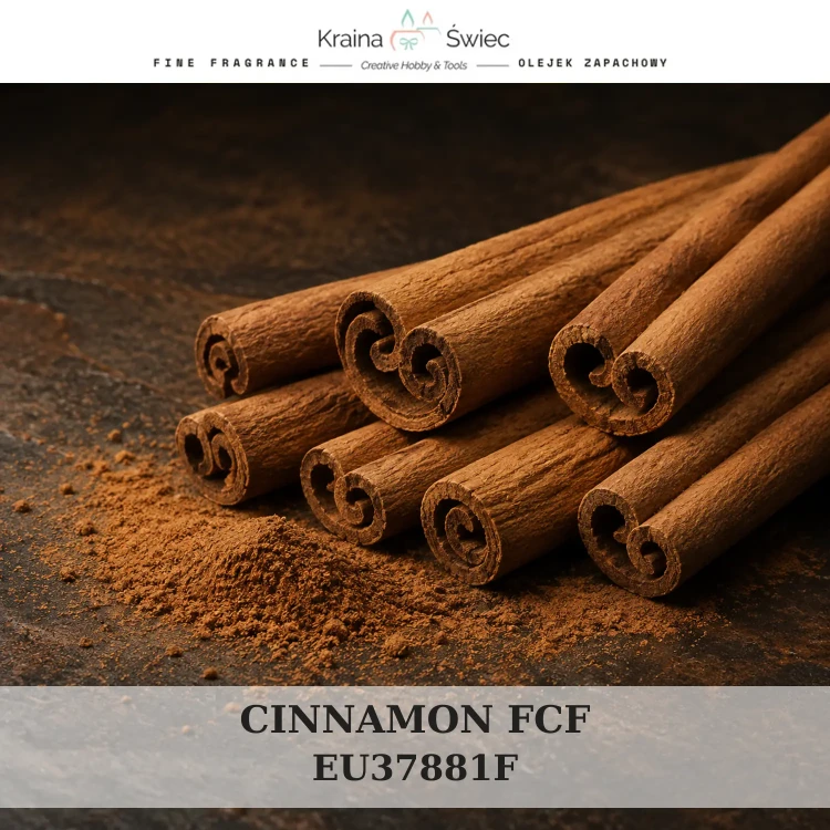 CINNAMON FCF — olejek zapachowy do świec, dyfuzorów, mydeł i kosmetyków. Kraina Świec: dokumentacja CLP, IFRA, SDS. Surowce DIY dla profesjonalistów.
