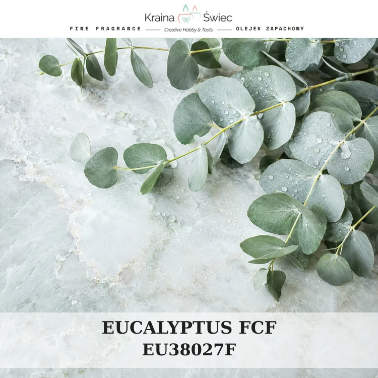 EUCALYPTUS FCF — olejek zapachowy do świec, dyfuzorów, mydeł i kosmetyków. Kraina Świec: dokumentacja CLP, IFRA, SDS. Surowce DIY dla profesjonalistów.