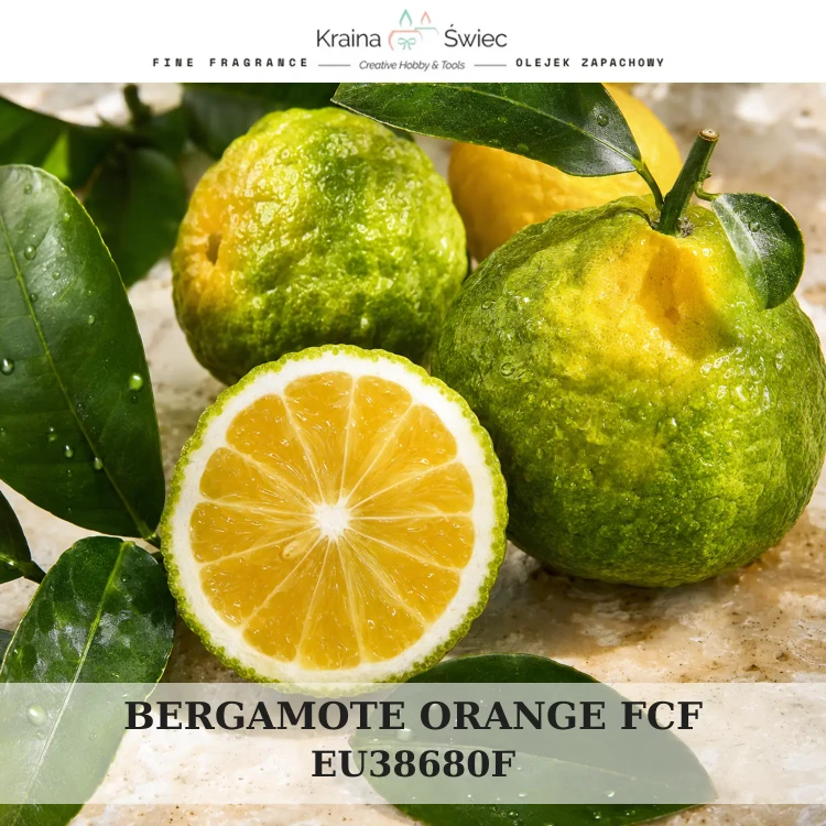 BERGAMOT & ORANGE FCF — olejek zapachowy do świec, dyfuzorów, mydeł i kosmetyków. Kraina Świec: dokumentacja CLP, IFRA, SDS. Surowce DIY dla profesjonalistów.