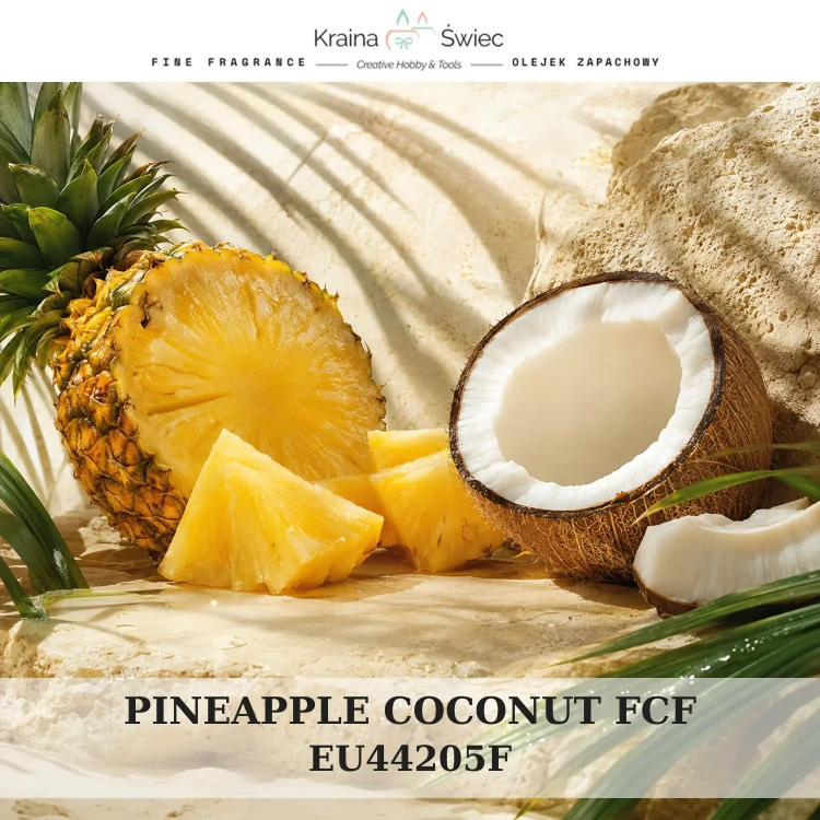 PINEAPPLE COCONUT FCF — olejek zapachowy do świec, dyfuzorów, mydeł i kosmetyków. Kraina Świec: dokumentacja CLP, IFRA, SDS. Surowce DIY dla profesjonalistów.