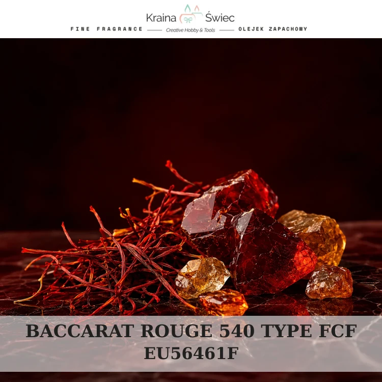 BACCARAT ROUGE 540 TYPE FCF — olejek zapachowy do świec, dyfuzorów, mydeł i kosmetyków. Kraina Świec: dokumentacja CLP, IFRA, SDS. Surowce DIY dla profesjonalistów.