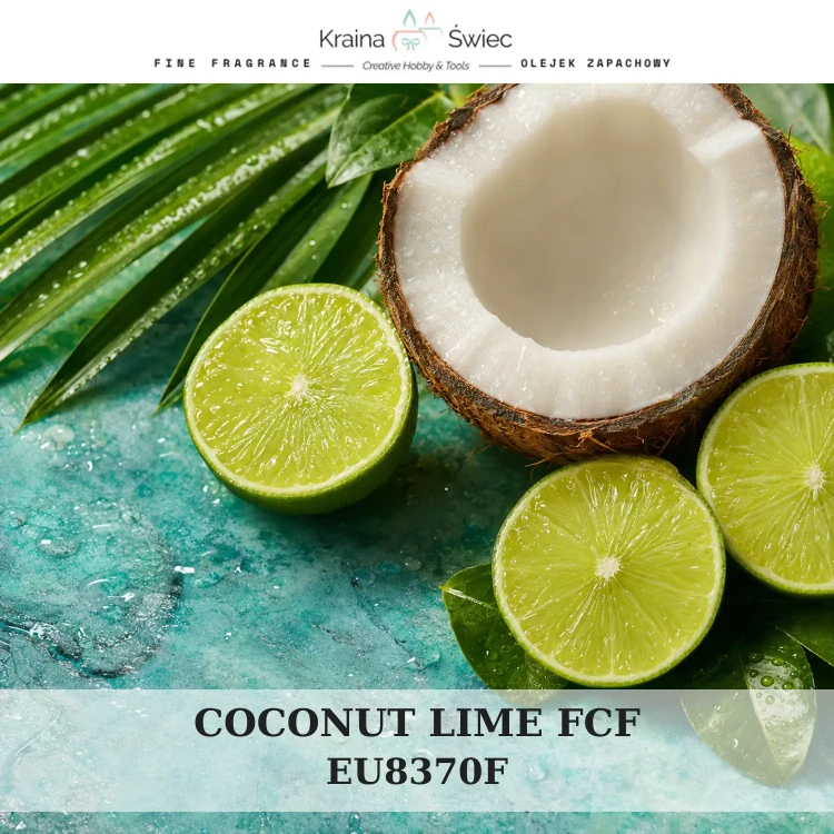COCONUT LIME FCF — olejek zapachowy do świec, dyfuzorów, mydeł i kosmetyków. Kraina Świec: dokumentacja CLP, IFRA, SDS. Surowce DIY dla profesjonalistów.